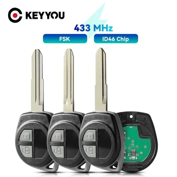 KEYYOU 2 бутона 433MHZ кола дистанционно ключ за Suzuki Swift Sx4 Alto Vitara Ignis Jimny Splash Fob ID46 чип FSK Uncut Blade