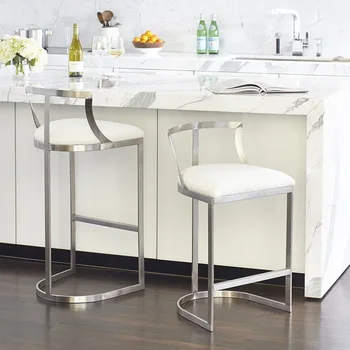 Luxury High Bar Hocker White Golden Nordic Home Bar Counter Moden Chairs Metal Legs European Designer Taburete Alto Doctors