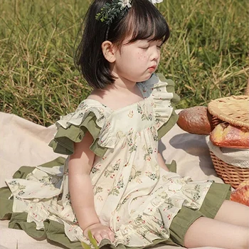 Melario Нови корейски бебешки момичета флорални печатни принцеса рокля летни момичета рокли случайни бебе детски дрехи детски дрехи