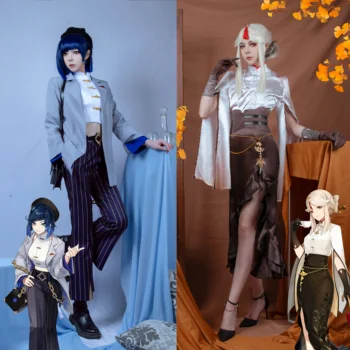 Ningguang Yelan косплей костюм за Genshin въздействие игра униформа облекло дрехи Хелоуин парти пълен комплект аниме перука обувки жени