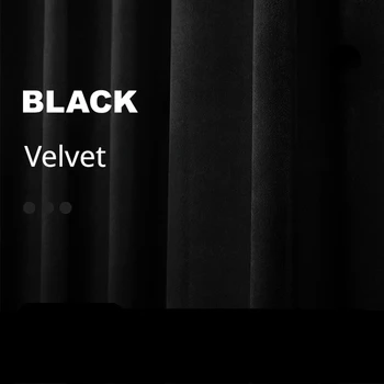 Nordic Velvet Black Blackout Curtains Simple Modern Curtains for Living Dining Room Bedroom Light Luxury Velvet Winter Curtains