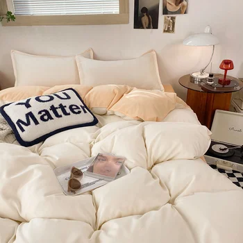 Nordic плътен цвят спално бельо комплект плоско легло чаршаф пухени покритие единична двойна пълна кралица крал спално бельо ins чист цвят спално бельо