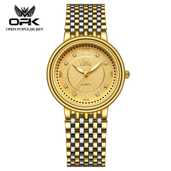 OPK Топ оригинални мъжки кварцов часовник моден бизнес ретро дизайн диамантен циферблат от неръждаема стомана водоустойчив светещ мъжки часовник