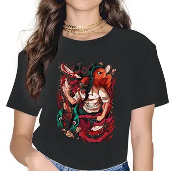 Pimped Дамски тениски Chainsaw Man Comic Blood Fantasy Combat Shirt Тениска с къс ръкав 100% памук Графични върхове
