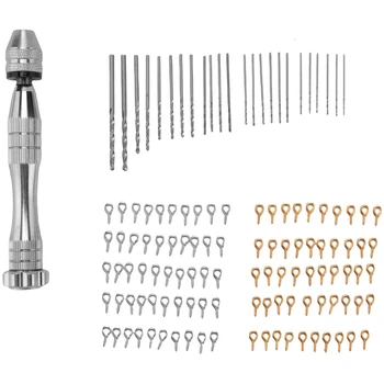 Pin Vise ръчна бормашина, с 24 парчета обратни свредла и 100 парчета винтови щифтове за смола дърво ключодържател