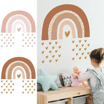 Rainbow Heart Wall Decals Самозалепващи се Rainbow Heart Wall Vinyl Colorful Rainbow Heart Decoration Wallpaper Home Bedroom Decor