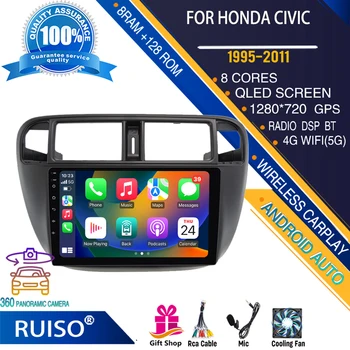 RUISO Android сензорен екран кола DVD плейър за Honda Civic (EJEKEM) 1995-2001 кола радио стерео навигационен монитор 4G GPS Wifi