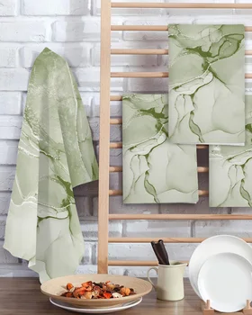 Sage зелен мрамор текстура 30 * 30 см вафла микрофибър кухненска кърпа мека кърпа за почистване измиване подложка за избърсване парцал