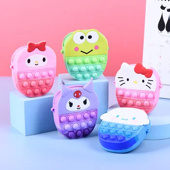 Sanrio Hello Kitty поп чанта Push Fidget играчки Kuromi балон стрес облекчение портфейл чанта антистрес поп меки squishy подаръци за момичета