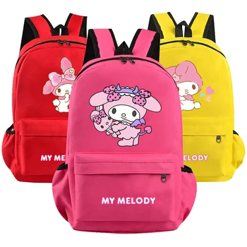 Sanrio My Melody Backpack за момичета Boy Hildren Обратно в училище Ученическа чанта Студент Kawaii раница тийнейджър платно лека чанта