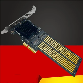 Split-free 2Port M2 NVME PCIE адаптер за NVMe SSD M ключ B&M ключ към PCI Express X4 разширителна карта щранг с нисък профил скоба