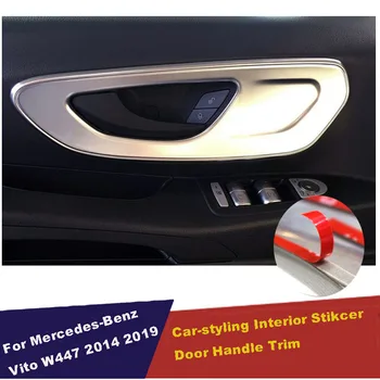 UBLUEE За Mercedes-Benz Vito W447 2014 - 2017 ABS матов интериор предна врата дръжка купа рамка капак подстригване кола стайлинг стикер