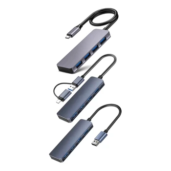 USB C към USB хъб 4 порта тип C / USB към USB мултипортов адаптер Алуминиев тип C разширител конвертор адаптер