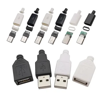 USB конектори Микро USB / Тип C / USB 2.0 Тип А Мъжки женски монтажен адаптер Запояване Направи си сам данни за ремонт Щепсели за зареждане Контакти