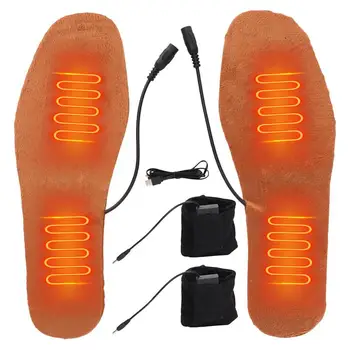 USB отопляеми стелки за обувки Електрически акумулаторна подложка за затопляне на краката Меки крака Топло чорап подложка Мат Cuttable Размер 36-39/39-44 Зима
