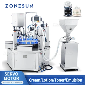 ZONESUN ZS-SRFC Автоматична машина за пълнене и затваряне на крем Лосион контейнер опаковъчна машина Винт капачка производство
