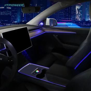 Аксесоари за кола Атмосферни Led интериорни автомобилни светлини Интериор на автомобила Околна светлина за Tesla Model Y 3 X