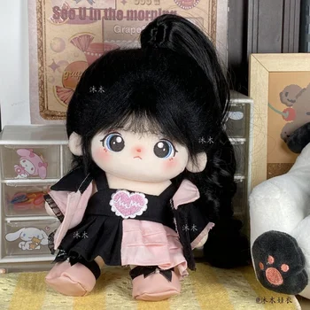 Аниме оригинален 20 см кукла играчка котка ягода дрехи облекло шапка сладък сладък сладък косплей подпори подарък