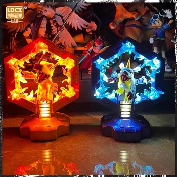 Аниме фигура Digimon приключение анимация производни Agumon Gabumon нощна лампа Kawaii светлина десктоп декорация коледен подарък