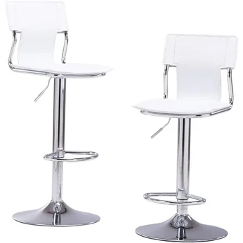 бял регулируем въртящ се брояч бар стол столове с гръб (комплект от 2) товарен безплатен стол кафе мебели