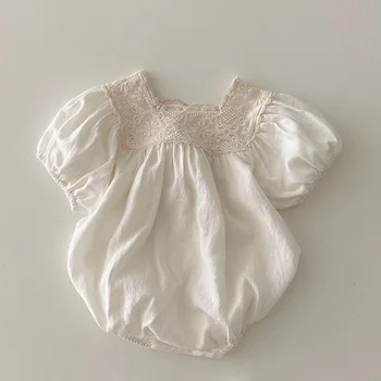 Високо качество бебе момиче ританки лято памук бутер ръкав принцеса бебе облекло 1-ви рожден ден Бодита безплатна доставка