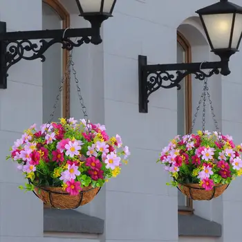 Висящи кошници с изкуствени цветя Реалистична пролетна симулация Висящи кошници с цветя Неизбледняващ красив домашен декор
