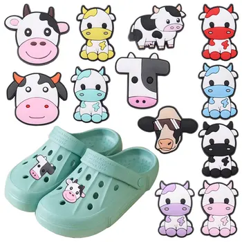 гореща продажба 1-12pcs PVC обувка Аксесоари за животински петнисти крави DIY декорация на обувки за Croc Jibz Kids X-mas подарък