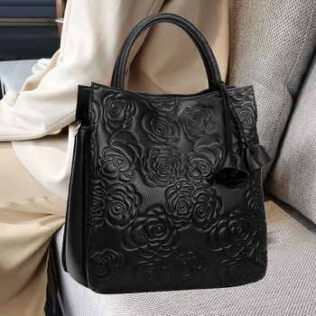 Дамска чанта от естествена кожа 2023 нова атмосферна и модерна дамска чанта дамска чанта темперамент ръчна кросбоди майчина чанта