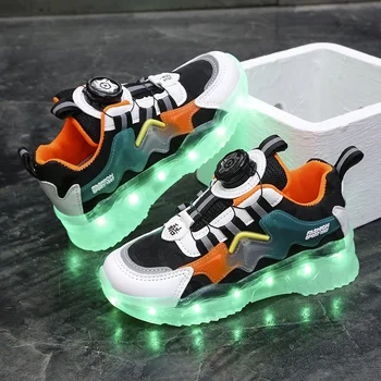 Детски светещи маратонки Детски светещи маратонки за момчета момичета Led цветни еднолични осветени обувки USB зареждане мода дишаща