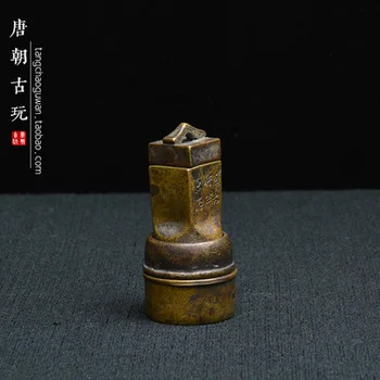 Древен китайски злато и камък печат рязане месинг