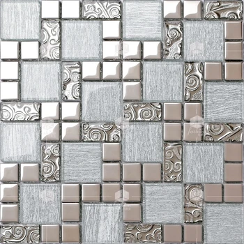 Европейска сребърна коприна и галванопластика стъкло мозайка хол фон стена врата рамка домакинство декорация стенни плочки