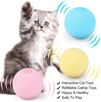 Електрически играчки за котешки топки Автоматични подвижни играчки за интелигентни котки за обучение на котки Самодвижещи се котешки играчки за вътрешни интерактивни играчки