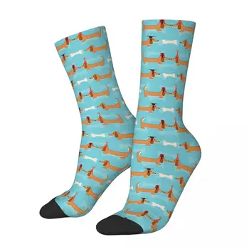 есен зима хладно унисекс сладък дакел куче чорапи животински карикатура дишаща баскетбол чорапи