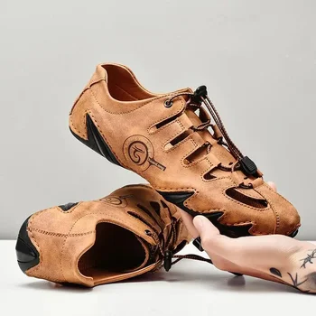 естествена кожа Дъг обувки 2023 Нови мъжки обувки Slip-on мокасини Меко дъно Мека повърхност Плътен цвят Ежедневни кожени обувки Мъже