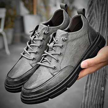 Естествена кожа Еластични обувки Оксфорд Удобни външни маратонки Мъжки обувки Ръчно изработени кожени обувки Ежедневни обувки за ходене Мъже