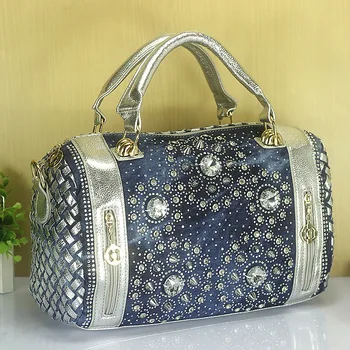 Жена деним чанти чанти реколта кристал рамо чанти Дамски малки чанти jean bolsas femininas за жени