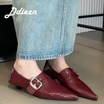 жени Мери Джейнс елегантни женски обувки ниски токчета 2023 мода метални заострени пръсти плитки обувки нови ежедневни дамски сандали