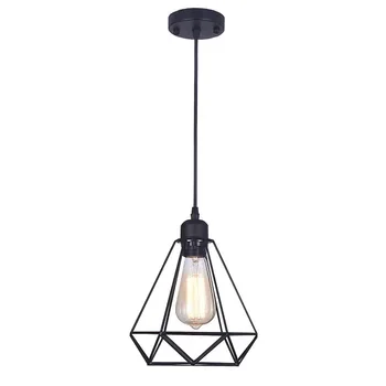Индустриална желязна висулка светлини реколта птица гнездо висяща лампа E27 черно окачване лампа за трапезария спалня декор осветление
