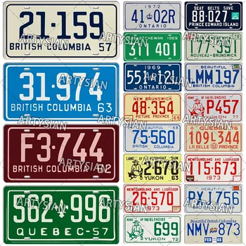 Канада Регистрационен номер Юкон Британска Колумбия Остров Принц Едуард Квебек Нуво Брунсуик Онтарио Провинция на превозното средство Метална плака