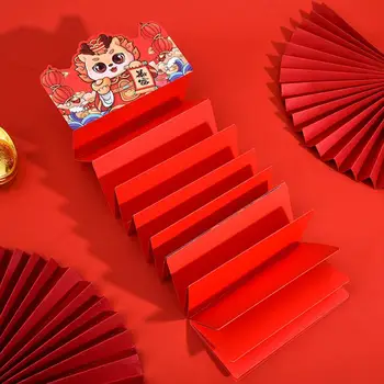 Китайска Нова Година Декор 2024 Дракон Нова година Късметлийски пари червен плик жив цвят очарователни модел ултралек сгъваем дизайн