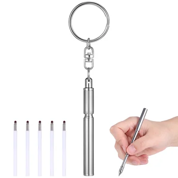 Ключодържател писалка телескопична писалка от неръждаема стомана писалка мини писалка джобна писалка малка писалка ключодържател с пълнители