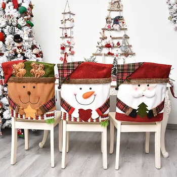 Коледен стол Cover за многократна употреба Дядо Коледа лосове стол седалка Cover Начало Коледа Новогодишни консумативи Коледна украса 2023