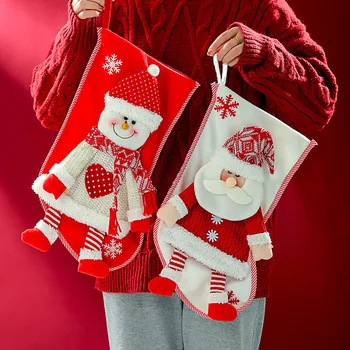 Коледни чорапи подаръчни торбички подаръчни кутии украса за коледни елхи висящи възрастни снежен човек лосове чорапи творчески декорации
