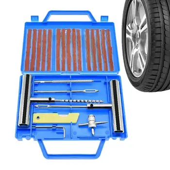  комплект за ремонт на гуми 23Pcs тежкотоварни гуми Plug Set Универсални инструменти за ремонт на гуми за фиксиране на пробиви и Plug Flats Patch Kit за камион