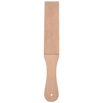 Комплект точило за ножове Дървена дръжка Кожена заточване Strop Ръчно изработени самобръсначки Дъска за полиране и полиране на восъчна кожена паста