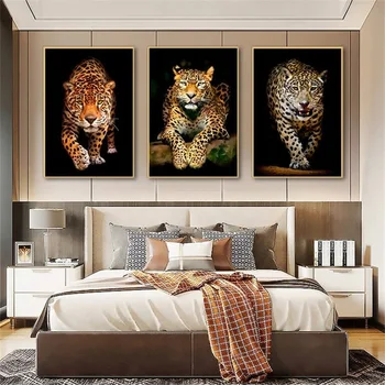 Леопард диво животно ходене платно картини стена арт плакати и отпечатъци картини за хол декорация на дома Cuadros