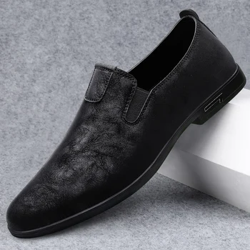 Луксозна марка мъжки обувки удобни шофиране ежедневни обувки висококачествени кожени мокасини приплъзване на бизнес официални обувки мъжки обувки