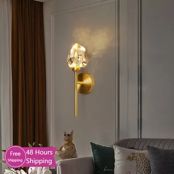 Модерно светодиодно стенно осветление за спалня Всекидневна Хотел Sconce светлини декорация фонова лампа кристал луксозен златен коридор