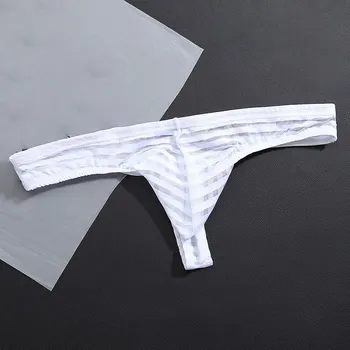 Мъже Секси отвесни мрежести ивици виждат през бельо дишащи слипове прашки T-Back висококачествени бикини