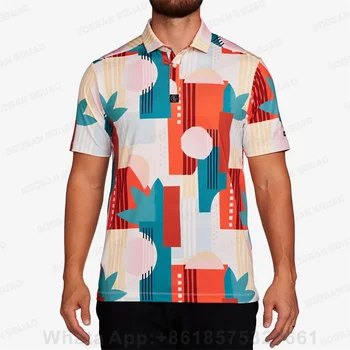 Мъжка поло риза с къс ръкав голф поло риза Поло ново облекло Лятно улично облекло Ежедневни модни мъжки върхове